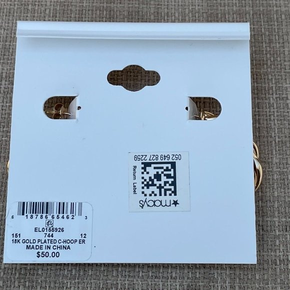 Essentials Women Earrings 18K Plated Gold Tone Ear Jewelry Hoop Earrings $50 - Picture 5 of 10